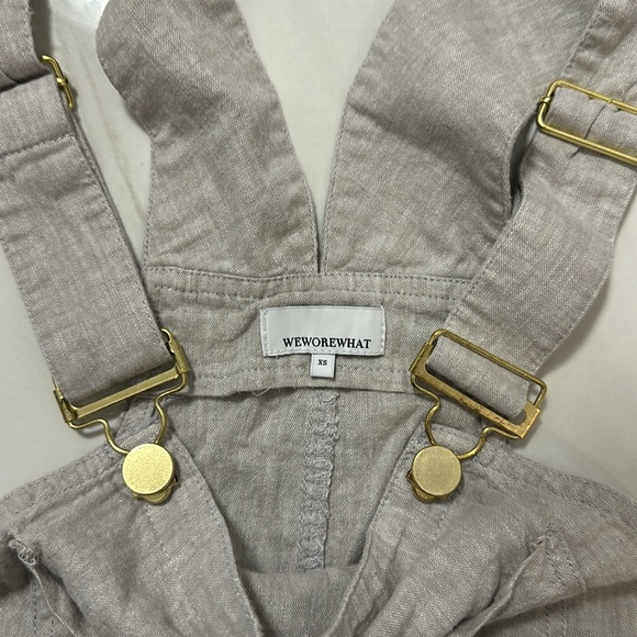 WEWOREWHAT BEIGE LINEN OVERALLS XS - Picture 2 of 2